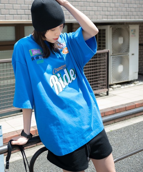WEGO(ウィゴー)の「WEGO/ヘビーウエイトレーシングモチーフT(Tシャツ/カットソー・メンズ・ホワイト/ブルー/ブラック・MEDIUM/LARGE)」の7枚目の写真