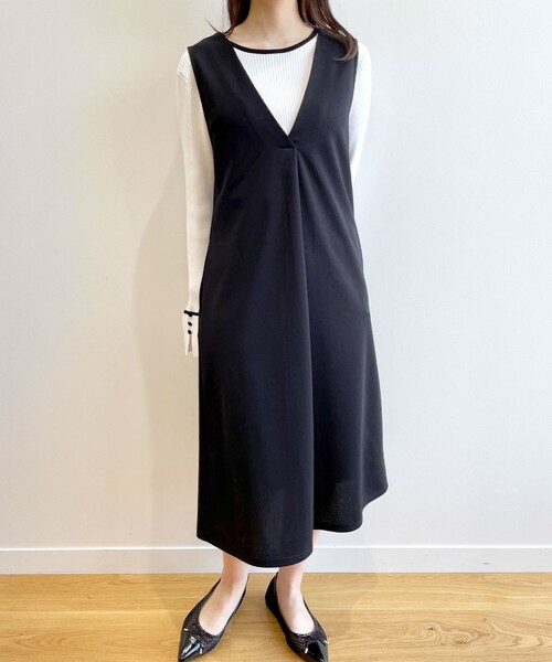 index（インデックス）の「◆3WAY パール調ボタンジャンスカ/ジレ/前後着用可【洗濯機洗い可】（スカート・レディース・ベージュ/ブラック・40/42/38/36）」の6枚目の写真