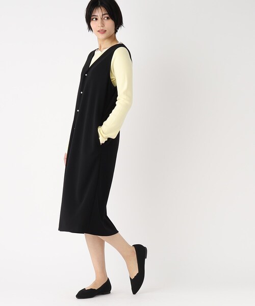 index（インデックス）の「◆3WAY パール調ボタンジャンスカ/ジレ/前後着用可【洗濯機洗い可】（スカート・レディース・ベージュ/ブラック・40/42/38/36）」の14枚目の写真