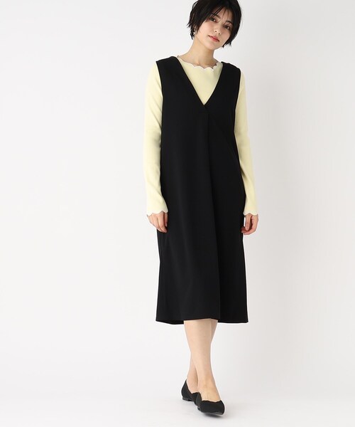 index（インデックス）の「◆3WAY パール調ボタンジャンスカ/ジレ/前後着用可【洗濯機洗い可】（スカート・レディース・ベージュ/ブラック・40/42/38/36）」の16枚目の写真