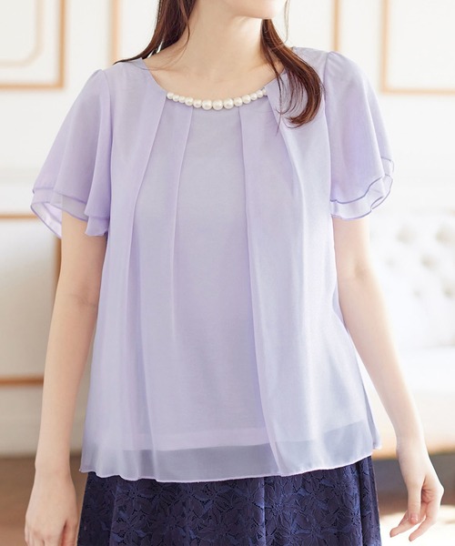 alotta(アロッタ)の「2WAYシフォンタックブラウス(半袖)(シャツ/ブラウス・レディース・オレンジ系その他/オフホワイト/グリーン/ネイビー/ライトグレー/グレイッシュブルー/ブラック/レディッシュグレー/ラベンダー・XXX-LARGE/LARGE/XX-LARGE/MEDIUM/SMALL/XXXX-LARGE/X-LARGE)」の15枚目の写真