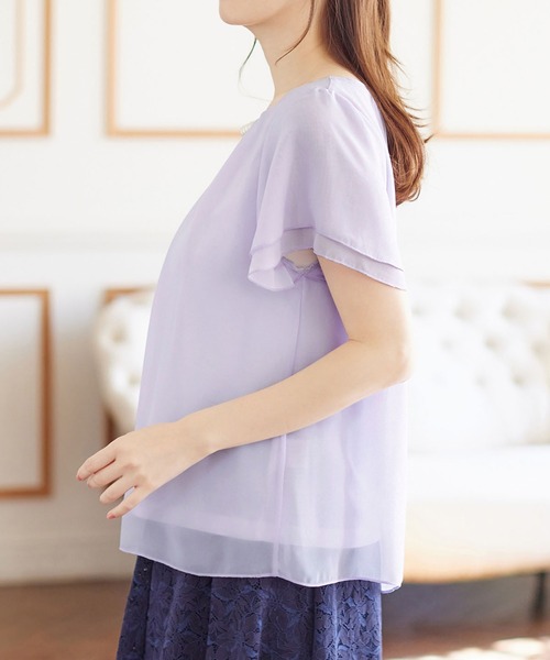 alotta(アロッタ)の「2WAYシフォンタックブラウス(半袖)(シャツ/ブラウス・レディース・オレンジ系その他/オフホワイト/グリーン/ネイビー/ライトグレー/グレイッシュブルー/ブラック/レディッシュグレー/ラベンダー・XXX-LARGE/LARGE/XX-LARGE/MEDIUM/SMALL/XXXX-LARGE/X-LARGE)」の16枚目の写真