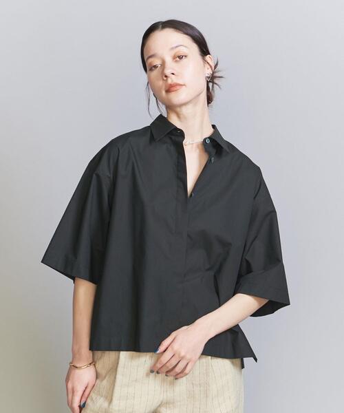 コットンタイプライターショートスリーブシャツビューティーアンドユース　ブラック BEAUTY&YOUTH UNITED ARROWS（ビューティーアンドユース