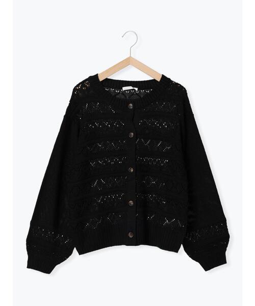 ehka sopo(エヘカソポ)の「透かし編みカーディガン(カーディガン/ボレロ・レディース・イエロー/キナリ/グリーン/ブラック・フリ-)」の2枚目の写真