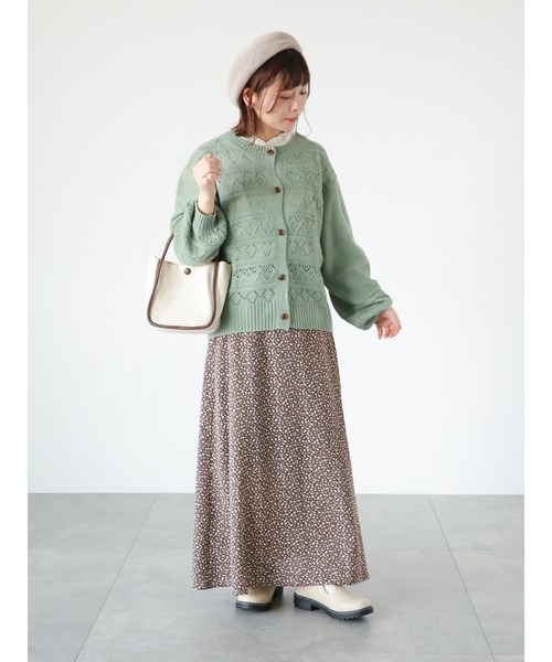 ehka sopo(エヘカソポ)の「透かし編みカーディガン(カーディガン/ボレロ・レディース・イエロー/キナリ/グリーン/ブラック・フリ-)」の6枚目の写真