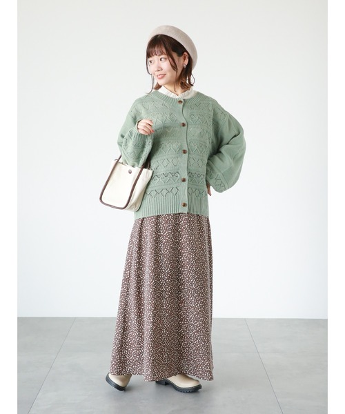 ehka sopo(エヘカソポ)の「透かし編みカーディガン(カーディガン/ボレロ・レディース・イエロー/キナリ/グリーン/ブラック・フリ-)」の7枚目の写真