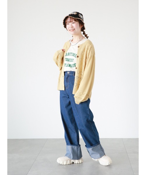 ehka sopo(エヘカソポ)の「透かし編みカーディガン(カーディガン/ボレロ・レディース・イエロー/キナリ/グリーン/ブラック・フリ-)」の16枚目の写真