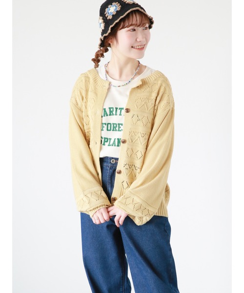 ehka sopo(エヘカソポ)の「透かし編みカーディガン(カーディガン/ボレロ・レディース・イエロー/キナリ/グリーン/ブラック・フリ-)」の19枚目の写真