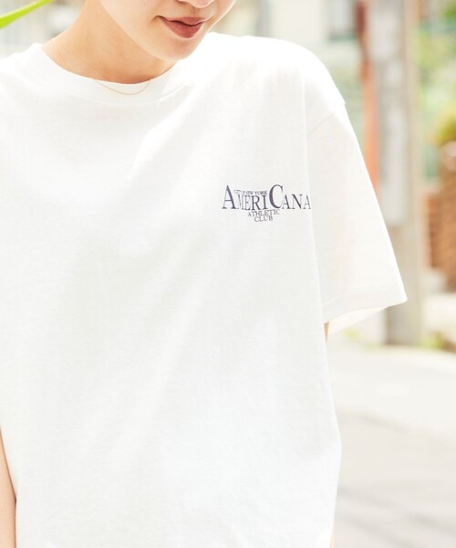 今期新作　新品未使用　アメリカーナ　別注　ロゴトップス AMERICANA（アメリカーナ）の「【別注】＜Americana＞ロゴ ロング