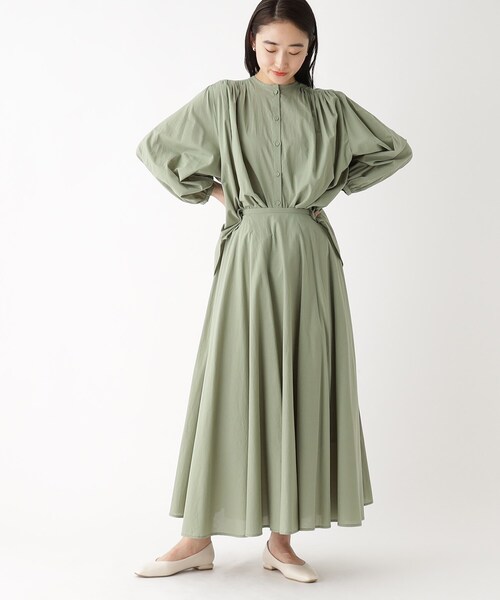 OPAQUE.CLIP(オペークドットクリップ)の「◆【大草直子さんコラボ】コットンスカート セットアップ対応(スカート・レディース・ライトグリーン/オレンジ/サンドベージュ・36/38/40)」の6枚目の写真