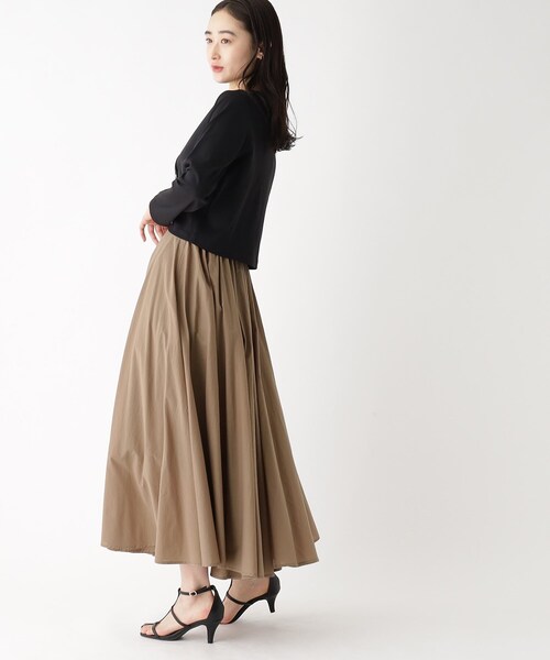 美品★大草直子さん着 マルティニーク リネン混 サファリロングスカート 大草直子×martinique⁄両A面アシンメトリーチェックドレス 洗える