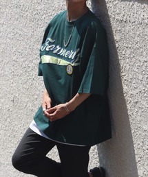 サテンロゴ ビッグシルエット アメカジTシャツ Bling Lgads