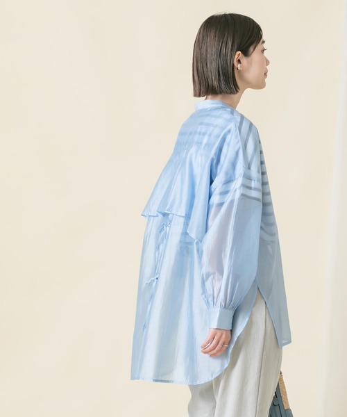 Gready Brilliant(グレディブリリアン)の「シアーバンドN後フリルブラウス(シャツ/ブラウス・レディース・サックスブルー/グレー・FREE)」の10枚目の写真