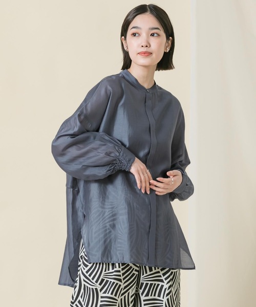 Gready Brilliant(グレディブリリアン)の「シアーバンドN後フリルブラウス(シャツ/ブラウス・レディース・サックスブルー/グレー・FREE)」の15枚目の写真