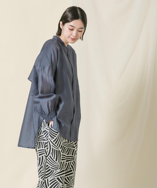 Gready Brilliant(グレディブリリアン)の「シアーバンドN後フリルブラウス(シャツ/ブラウス・レディース・サックスブルー/グレー・FREE)」の16枚目の写真