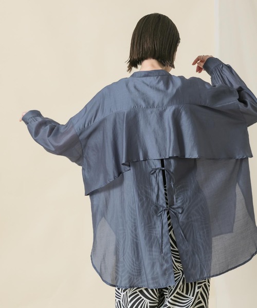 Gready Brilliant(グレディブリリアン)の「シアーバンドN後フリルブラウス(シャツ/ブラウス・レディース・サックスブルー/グレー・FREE)」の17枚目の写真