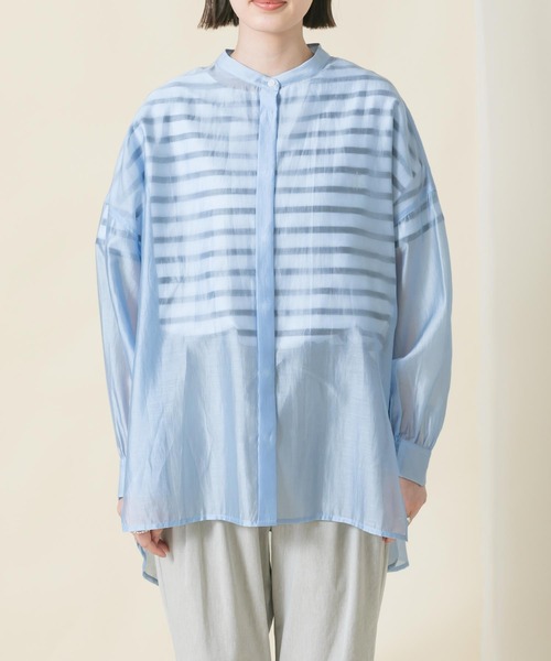 Gready Brilliant(グレディブリリアン)の「シアーバンドN後フリルブラウス(シャツ/ブラウス・レディース・サックスブルー/グレー・FREE)」の19枚目の写真