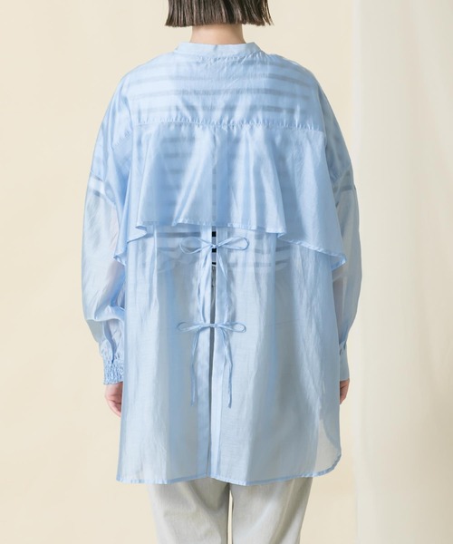 Gready Brilliant(グレディブリリアン)の「シアーバンドN後フリルブラウス(シャツ/ブラウス・レディース・サックスブルー/グレー・FREE)」の20枚目の写真