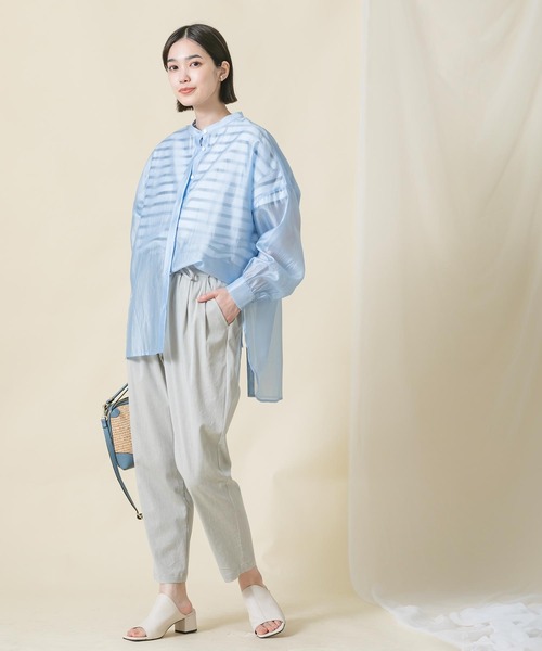 Gready Brilliant(グレディブリリアン)の「シアーバンドN後フリルブラウス(シャツ/ブラウス・レディース・サックスブルー/グレー・FREE)」の3枚目の写真