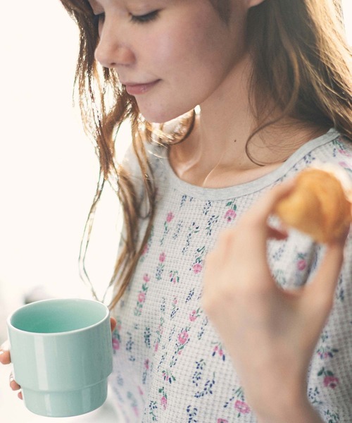 JEMORGAN（ジェーイーモーガン）の「【JEMORGAN / ジェーイーモーガン】サーマル花柄ラグランクルーネックロンＴ（Tシャツ/カットソー・レディース・ホワイト/杢グレー・F）」の9枚目の写真