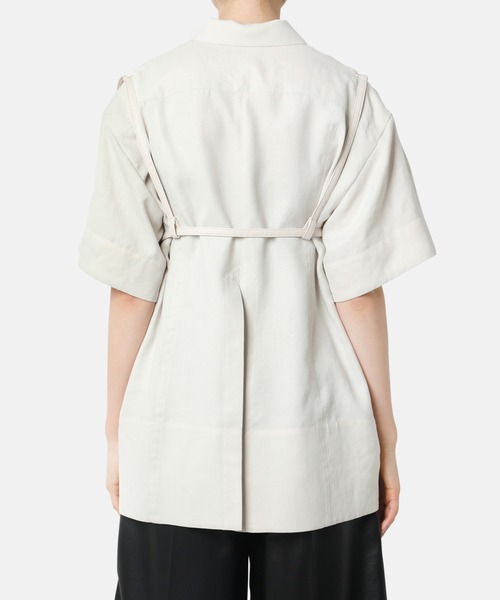 LE CIEL BLEU（ルシェルブルー）の「オープンカラーハーネスシャツ / Open Collar Harness Shirt（シャツ/ブラウス・レディース・ブラック/アイボリー・36）」の5枚目の写真