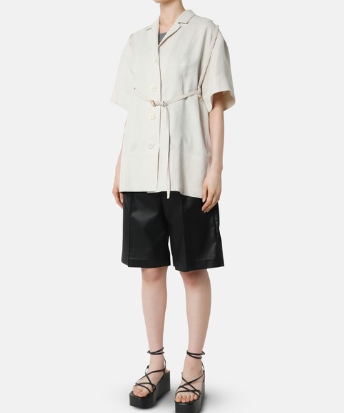 LE CIEL BLEU（ルシェルブルー）の「オープンカラーハーネスシャツ / Open Collar Harness Shirt（シャツ/ブラウス・レディース・ブラック/アイボリー・36）」の4枚目の写真