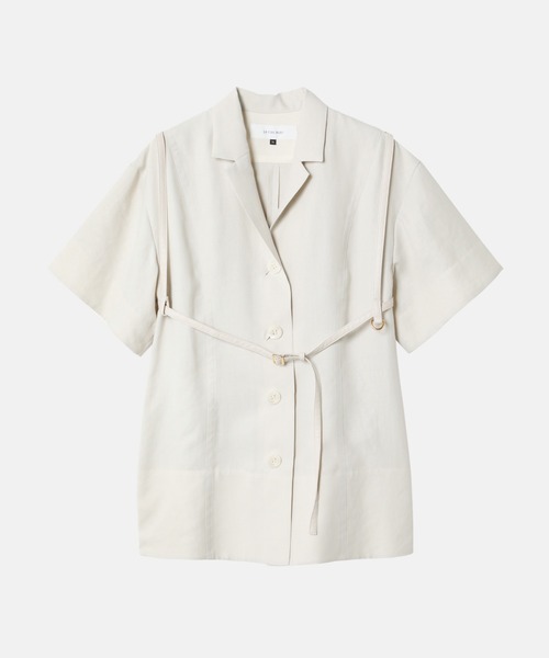 LE CIEL BLEU（ルシェルブルー）の「オープンカラーハーネスシャツ / Open Collar Harness Shirt（シャツ/ブラウス・レディース・ブラック/アイボリー・36）」の8枚目の写真
