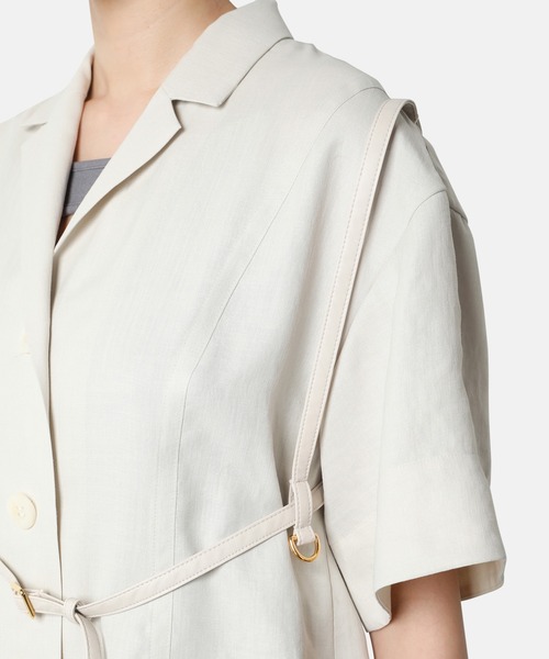 LE CIEL BLEU（ルシェルブルー）の「オープンカラーハーネスシャツ / Open Collar Harness Shirt（シャツ/ブラウス・レディース・ブラック/アイボリー・36）」の6枚目の写真