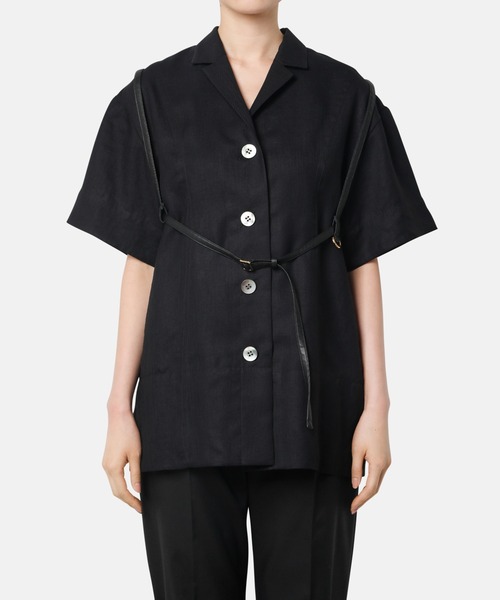 LE CIEL BLEU（ルシェルブルー）の「オープンカラーハーネスシャツ / Open Collar Harness Shirt（シャツ/ブラウス・レディース・ブラック/アイボリー・36）」の15枚目の写真