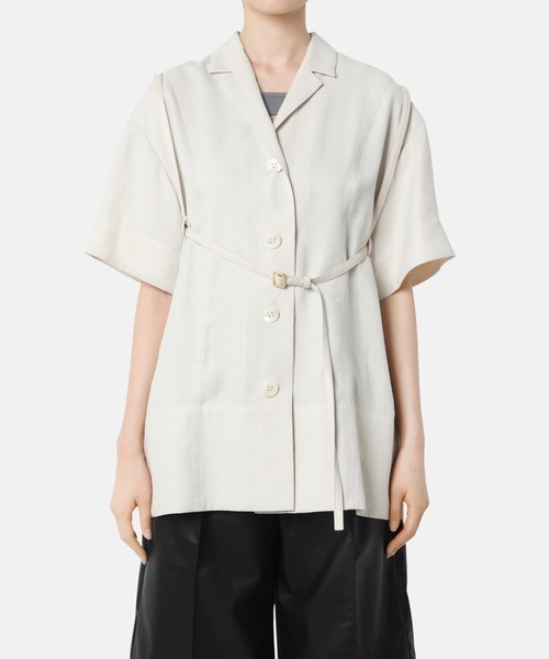 LE CIEL BLEU（ルシェルブルー）の「オープンカラーハーネスシャツ / Open Collar Harness Shirt（シャツ/ブラウス・レディース・ブラック/アイボリー・36）」の14枚目の写真