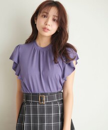 【UVケア】スタンドカラーフレアスリーブ Tシャツ
