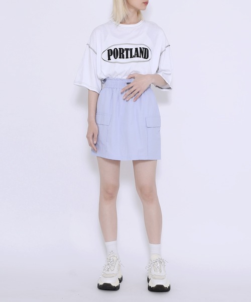 Figments（フィグメンツ）の「ナイロンカーゴミニスカート（スカート・レディース・ブラック/オフホワイト/ライトパープル・FREE）」の8枚目の写真