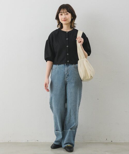 RETRO GIRL(レトロガール)の「半袖ドットボタンカーデ(Tシャツ/カットソー・レディース・オレンジ/ホワイト/ブラック/ブルー・FREE)」の16枚目の写真