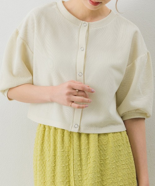 RETRO GIRL(レトロガール)の「半袖ドットボタンカーデ(Tシャツ/カットソー・レディース・オレンジ/ホワイト/ブラック/ブルー・FREE)」の2枚目の写真