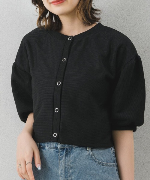 RETRO GIRL(レトロガール)の「半袖ドットボタンカーデ(Tシャツ/カットソー・レディース・オレンジ/ホワイト/ブラック/ブルー・FREE)」の3枚目の写真