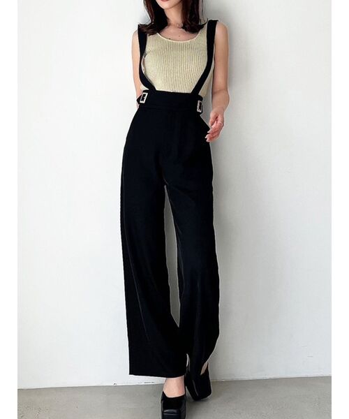 RESEXXY（リゼクシー）の「ハイウエストサスペンダーパンツ（その他パンツ・レディース・アイボリー/ブラック/グリーン・FREE）」の2枚目の写真