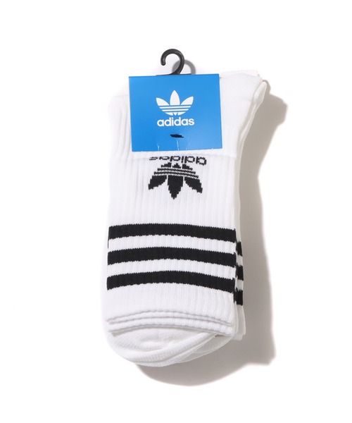 adidas(アディダス)の「adidas MID CUT CRW SCK / アディダス ミッド カット クルー ソックス(ソックス/靴下・メンズ・ホワイト・S/M/L)」の2枚目の写真