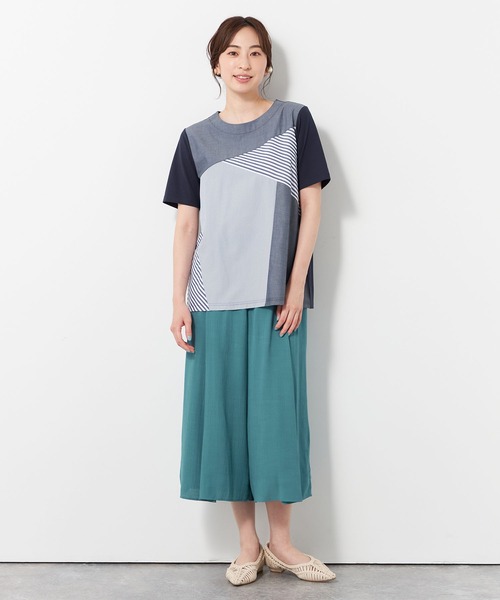 DECOY SINCE 1981(デコイシンスイチキュウハチイチ)の「【接触冷感】パッチワークTシャツ(Tシャツ/カットソー・レディース・ネイビー/ブルー・LL/L/M)」の4枚目の写真