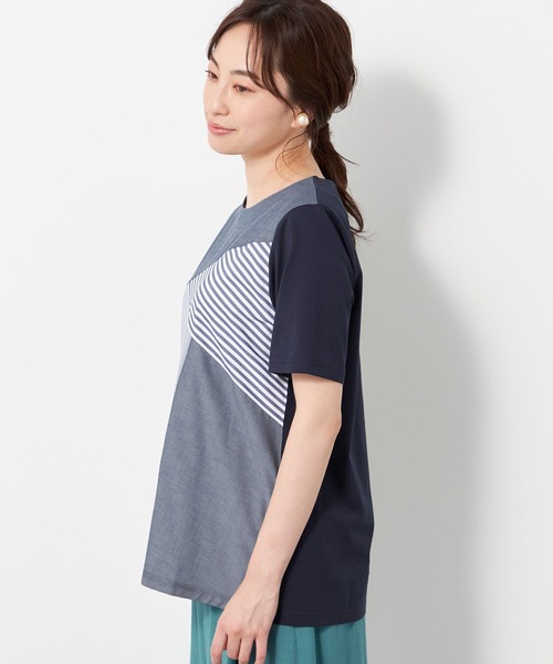 DECOY SINCE 1981(デコイシンスイチキュウハチイチ)の「【接触冷感】パッチワークTシャツ(Tシャツ/カットソー・レディース・ネイビー/ブルー・LL/L/M)」の3枚目の写真