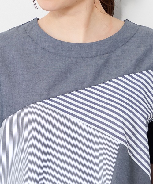 DECOY SINCE 1981(デコイシンスイチキュウハチイチ)の「【接触冷感】パッチワークTシャツ(Tシャツ/カットソー・レディース・ネイビー/ブルー・LL/L/M)」の10枚目の写真