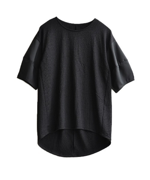 e-zakkamania stores(イーザッカマニアストアーズ)の「ボリュームスリーブ シボ加工プルオーバー(Tシャツ/カットソー・レディース・オフホワイト/ブラック・M)」の14枚目の写真