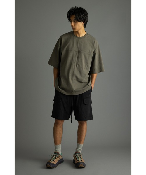 STYLEMIXER（スタイルミキサー）の「ヘビー天竺カーゴショーツ（カーゴパンツ・メンズ・ダークカーキ/ブラック・MEDIUM/LARGE）」の4枚目の写真