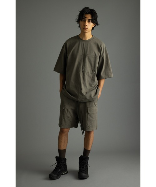 STYLEMIXER（スタイルミキサー）の「ヘビー天竺カーゴショーツ（カーゴパンツ・メンズ・ダークカーキ/ブラック・MEDIUM/LARGE）」の14枚目の写真