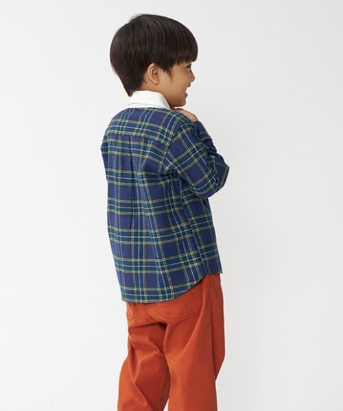 Moujonjon(ムージョンジョン)の「チェック柄・デニム長袖シャツ(シャツ/ブラウス・キッズ・ネイビー/レッド/ブルー・90/130/120/100/110/140)」の11枚目の写真