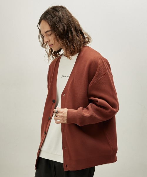 JUNRED（ジュンレッド）の「リブニットルーズカーディガン（カーディガン/ボレロ・メンズ・ブラック/ブラウン/イエロー/グリーン・S/M/L）」の3枚目の写真