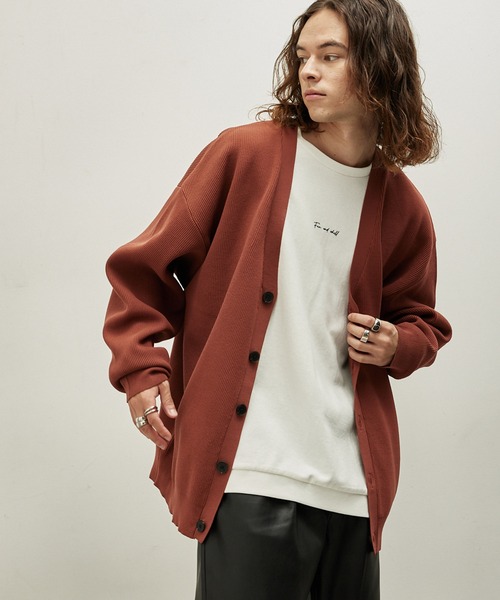 JUNRED（ジュンレッド）の「リブニットルーズカーディガン（カーディガン/ボレロ・メンズ・ブラック/ブラウン/イエロー/グリーン・S/M/L）」の12枚目の写真