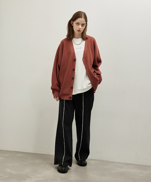 JUNRED（ジュンレッド）の「リブニットルーズカーディガン（カーディガン/ボレロ・メンズ・ブラック/ブラウン/イエロー/グリーン・S/M/L）」の7枚目の写真