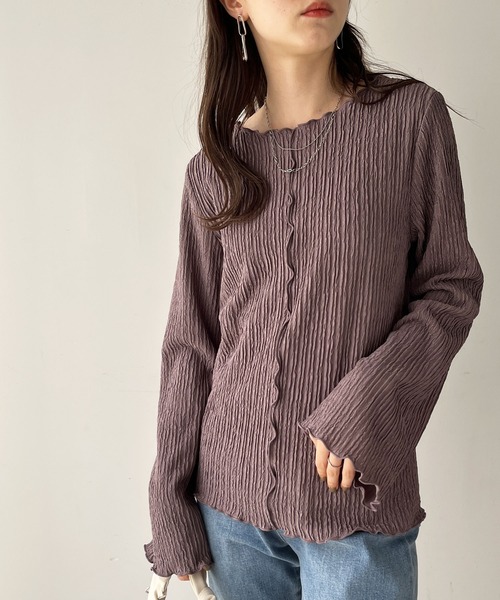 GeeRA（ジーラ）の「【新色追加】前後２wayジャガードフレアスリーブカットソー（Tシャツ/カットソー・レディース・アイボリー/ブラック/モカ/ブルー/ライトグレー/グレイッシュベージュ・LARGE/X-LARGE/SMALL/MEDIUM）」の17枚目の写真