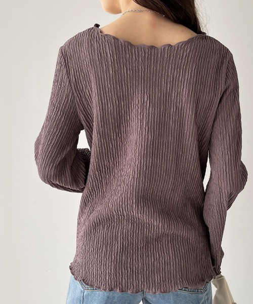 GeeRA（ジーラ）の「【新色追加】前後２wayジャガードフレアスリーブカットソー（Tシャツ/カットソー・レディース・アイボリー/ブラック/モカ/ブルー/ライトグレー/グレイッシュベージュ・LARGE/X-LARGE/SMALL/MEDIUM）」の18枚目の写真