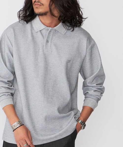 SHIPS（シップス）の「【WEB限定】SHIPS: ワンポイント ロゴ バーズアイ ロングスリーブ ポロシャツ（ポロシャツ・メンズ・オリーブ/ブラック/ネイビー/グレー/ダークブルー・X-LARGE/LARGE/SMALL/MEDIUM）」の3枚目の写真